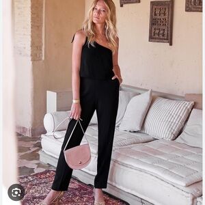 Sezane Black One-Shoulder Jumpsuit